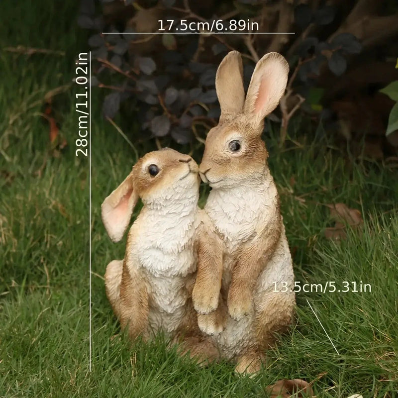 Resin Rabbit Couple Garden Statues for Patio and Balcony by House Of Avana