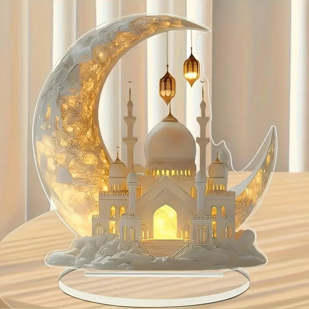 Resin Ramadan Plaque - Gold Crescent Moon Design by House Of Avana