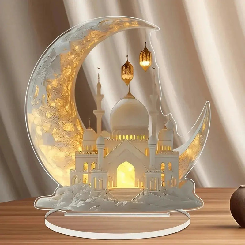 Resin Ramadan Plaque - Gold Crescent Moon Design by House Of Avana