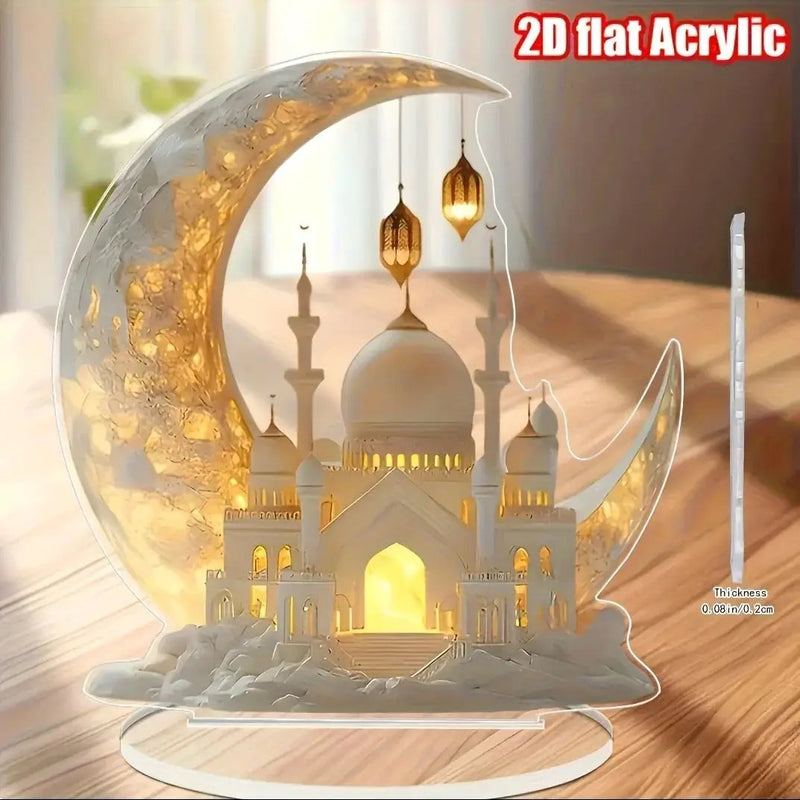 Resin Ramadan Plaque - Gold Crescent Moon Design by House Of Avana