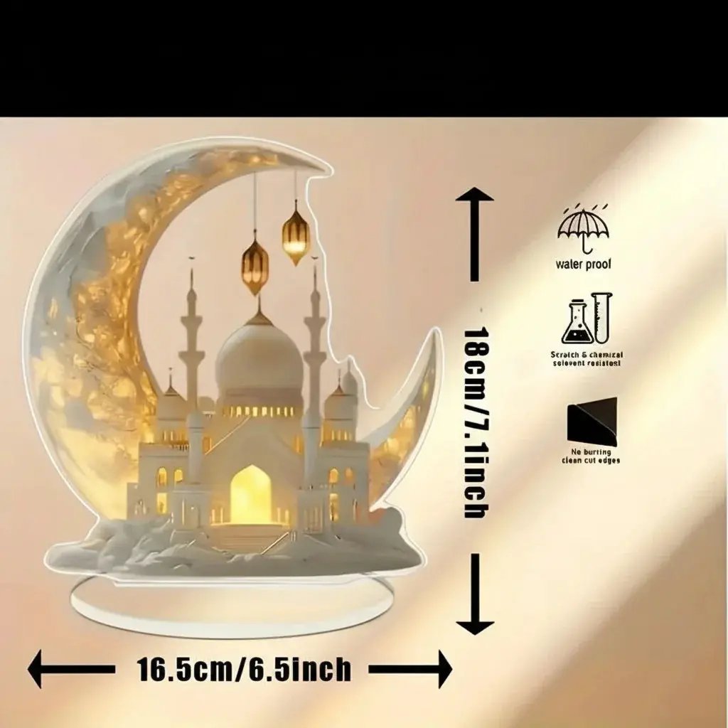 Resin Ramadan Plaque - Gold Crescent Moon Design by House Of Avana