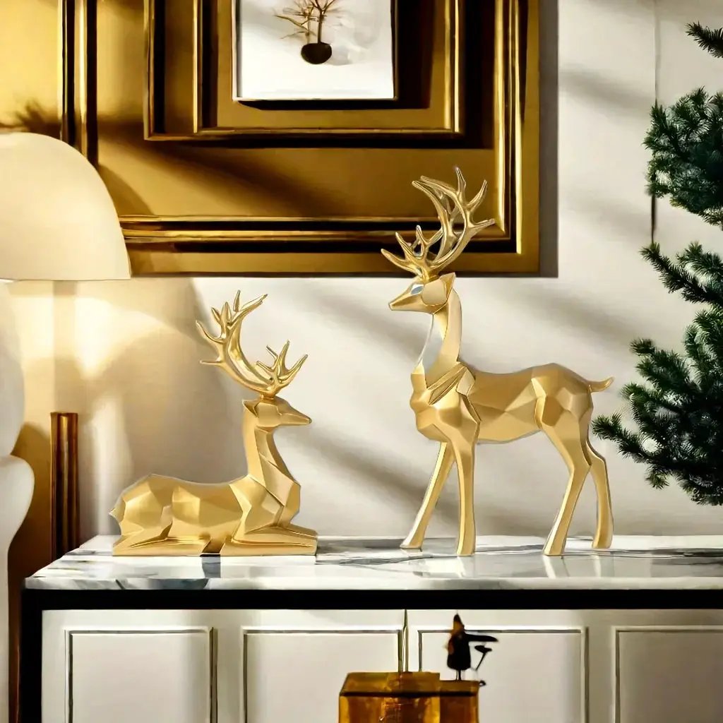 Resin Reindeer Garden Statues for Christmas Decorations by House Of Avana