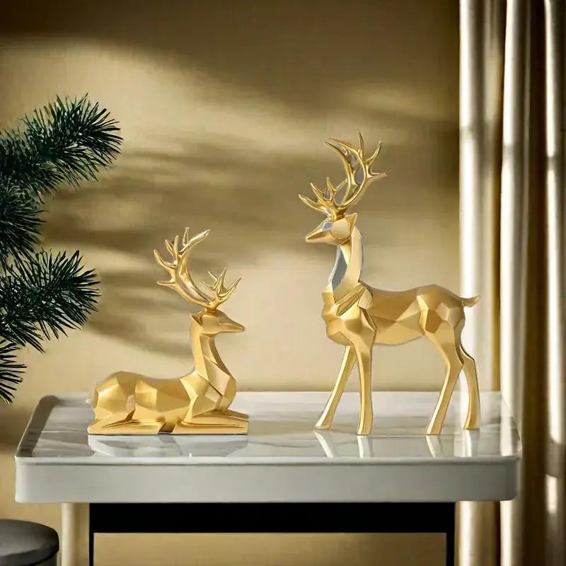 Resin Reindeer Garden Statues for Christmas Decorations by House Of Avana