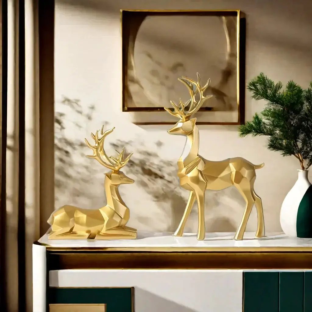 Resin Reindeer Garden Statues for Christmas Decorations by House Of Avana
