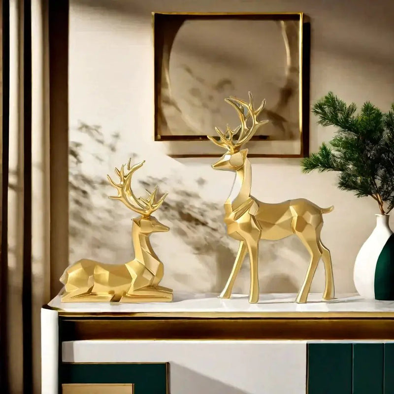 Resin Reindeer Garden Statues for Christmas Decorations by House Of Avana