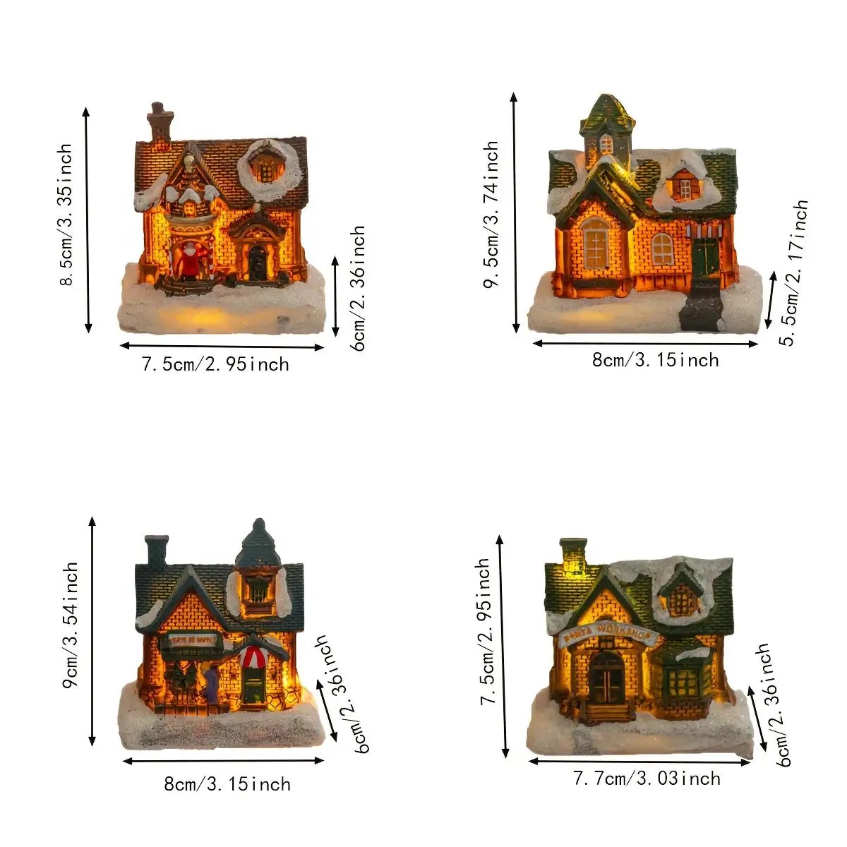 Resin Small House Micro Landscape Christmas Decoration with Luminous Effect by House Of Avana