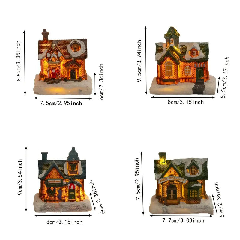 Resin Small House Micro Landscape Christmas Decoration with Luminous Effect by House Of Avana