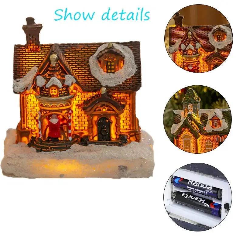 Resin Small House Micro Landscape Christmas Decoration with Luminous Effect by House Of Avana