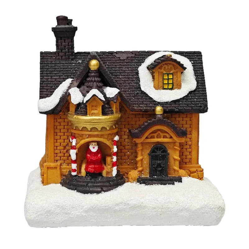 Resin Small House Micro Landscape Christmas Decoration with Luminous Effect by House Of Avana