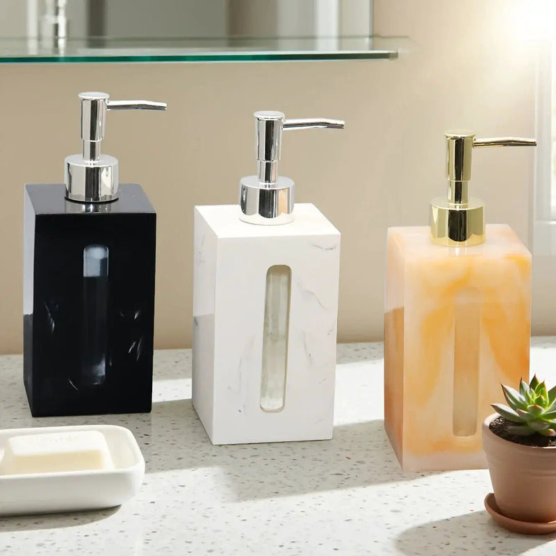 Resin Soap Dispenser, Freestanding Countertop Lotion Pump Bottle, Visible Capacity Liquid Hand Soap Dispenser, No Electricity Needed, for Bathroom, Kitchen, Laundry Room, Shampoo, Body Wash, Lotion by House Of Avana
