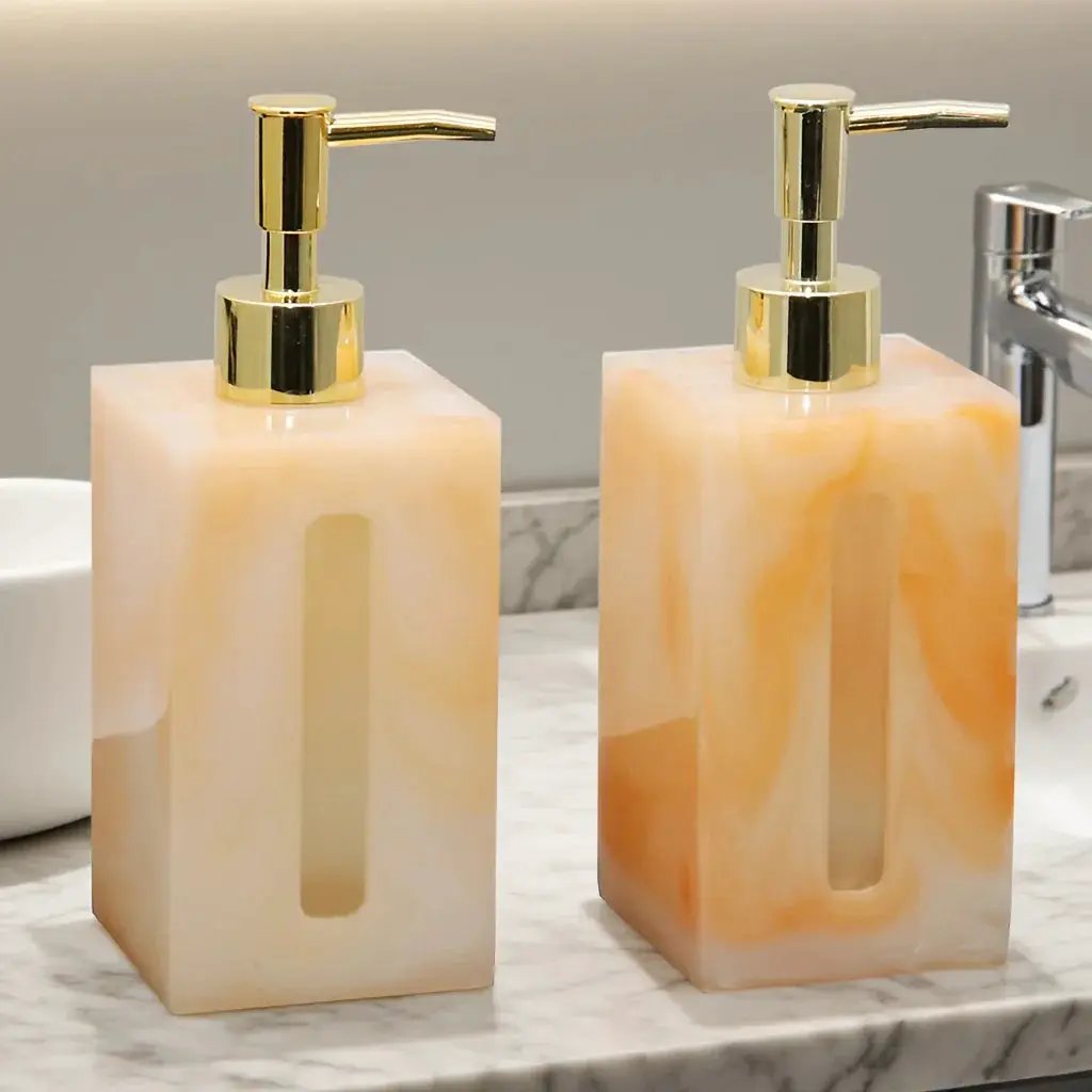 Resin Soap Dispenser, Freestanding Countertop Lotion Pump Bottle, Visible Capacity Liquid Hand Soap Dispenser, No Electricity Needed, for Bathroom, Kitchen, Laundry Room, Shampoo, Body Wash, Lotion by House Of Avana