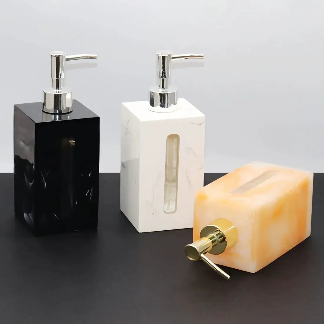 Resin Soap Dispenser, Freestanding Countertop Lotion Pump Bottle, Visible Capacity Liquid Hand Soap Dispenser, No Electricity Needed, for Bathroom, Kitchen, Laundry Room, Shampoo, Body Wash, Lotion by House Of Avana