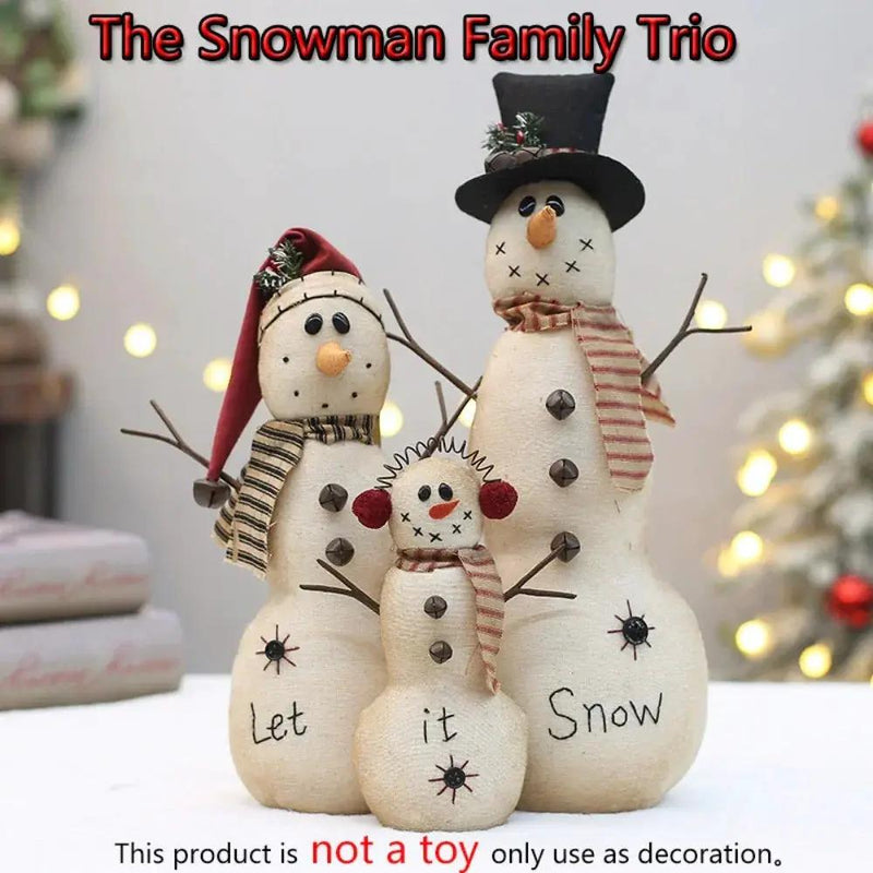 Resin Stacked Snowmen Dolls with Snow Tags and Let it Snow Design by House Of Avana