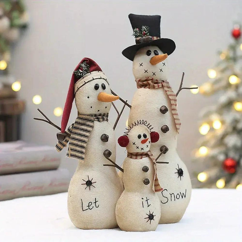 Resin Stacked Snowmen Dolls with Snow Tags and Let it Snow Design by House Of Avana