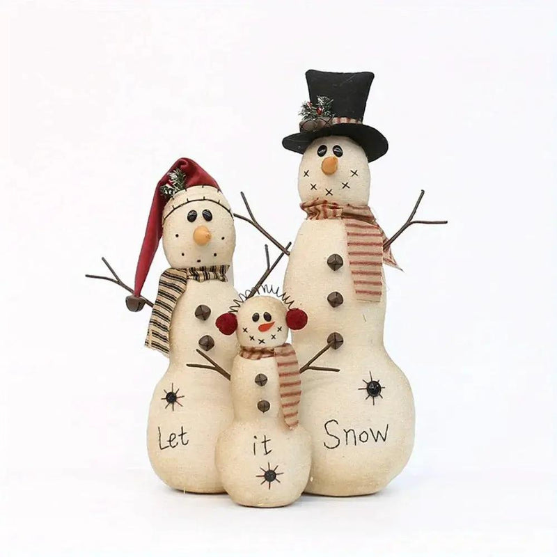 Resin Stacked Snowmen Dolls with Snow Tags and Let it Snow Design by House Of Avana