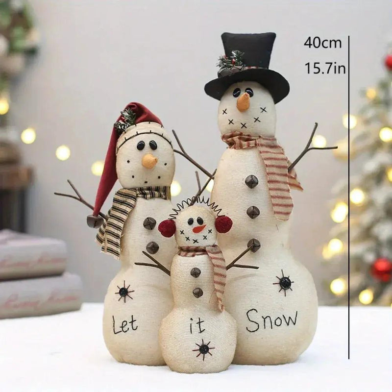 Resin Stacked Snowmen Dolls with Snow Tags and Let it Snow Design by House Of Avana