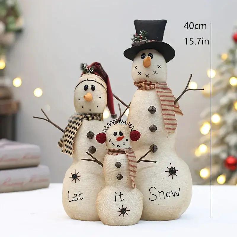 Resin Stacked Snowmen Dolls with Snow Tags and Let it Snow Design by House Of Avana
