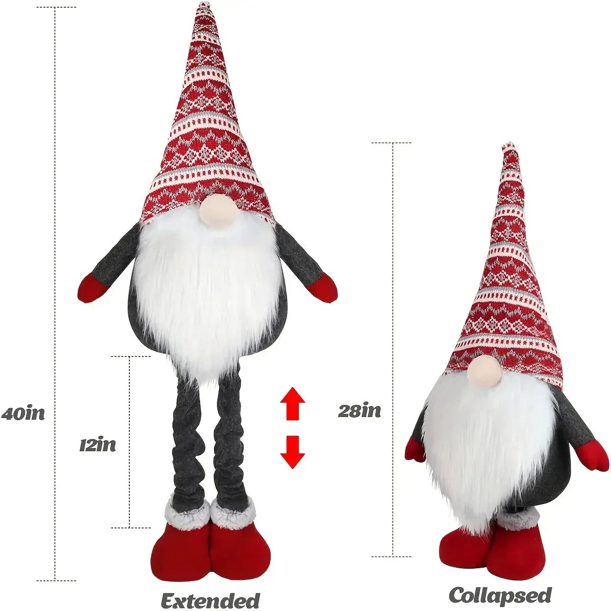 Resin Standing Christmas Gnome 40 Inch Extra Large Holiday Decor by House Of Avana