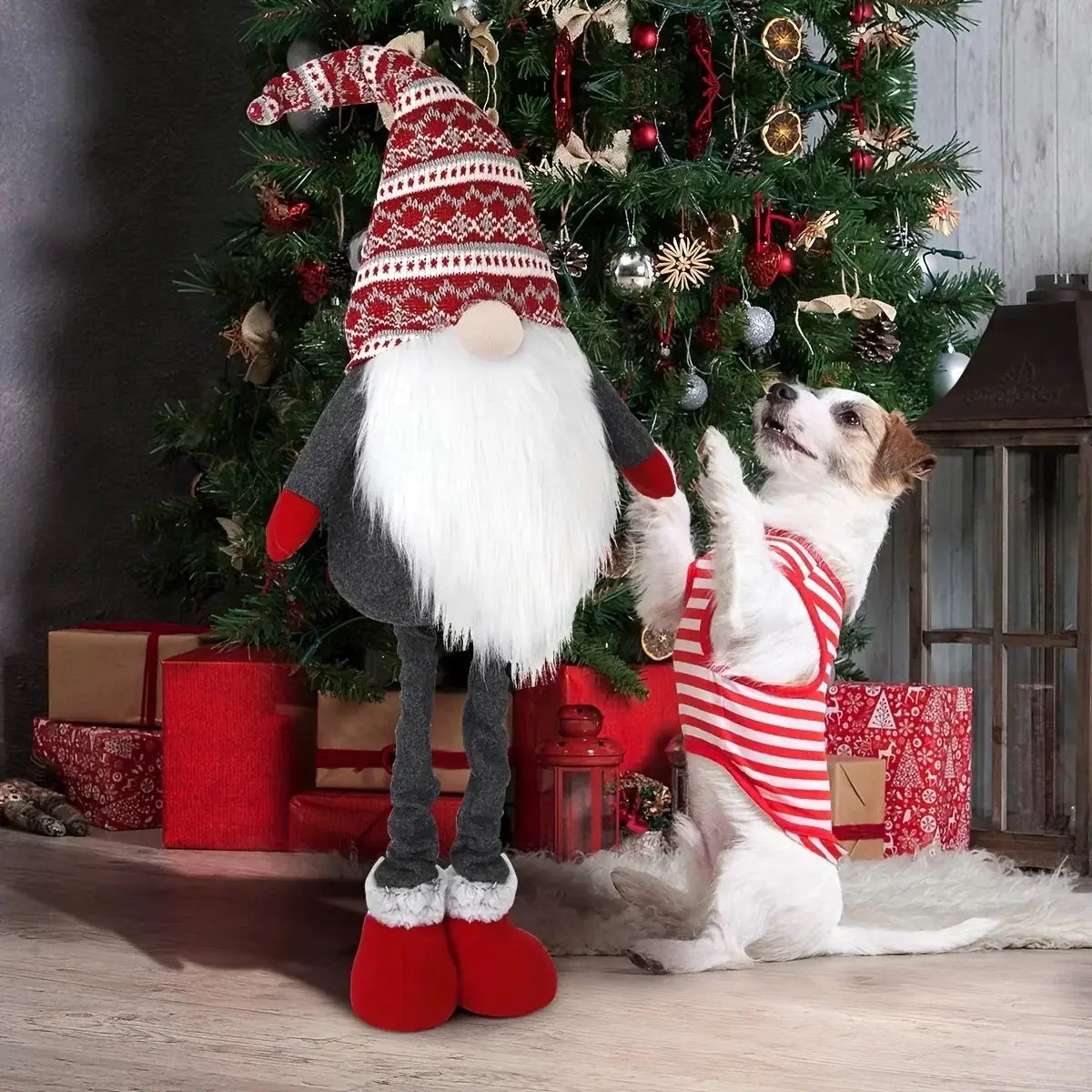 Resin Standing Christmas Gnome 40 Inch Extra Large Holiday Decor by House Of Avana