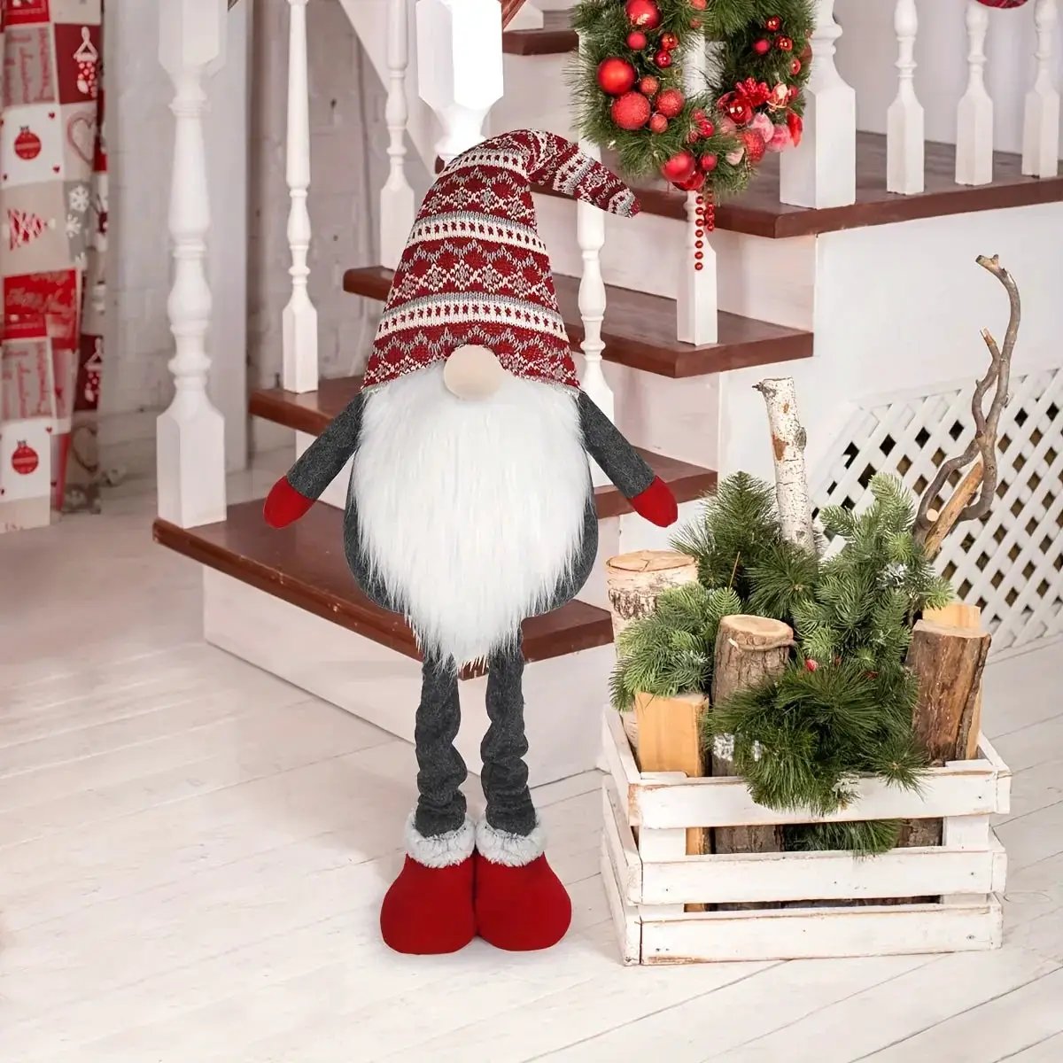 Resin Standing Christmas Gnome 40 Inch Extra Large Holiday Decor by House Of Avana