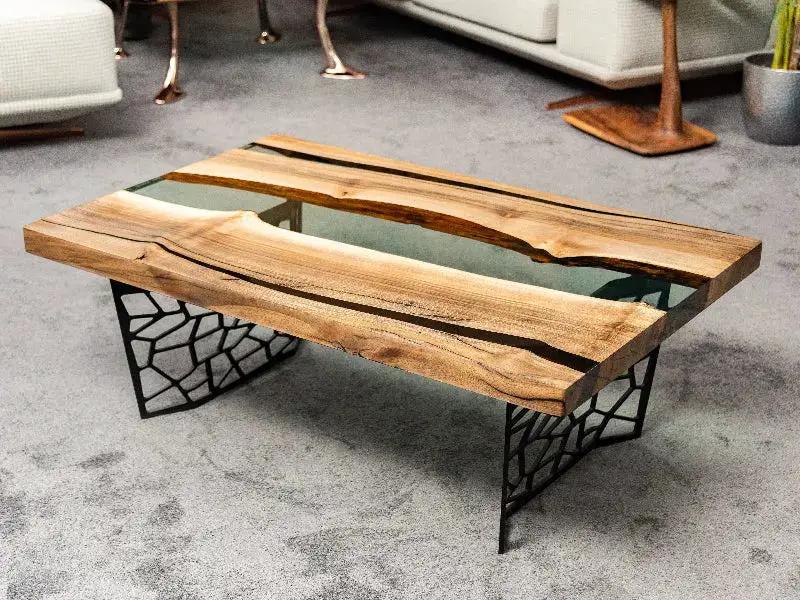 Custom Resin River Walnut Coffee Table | Voronoi Collection, photo 2 of 9