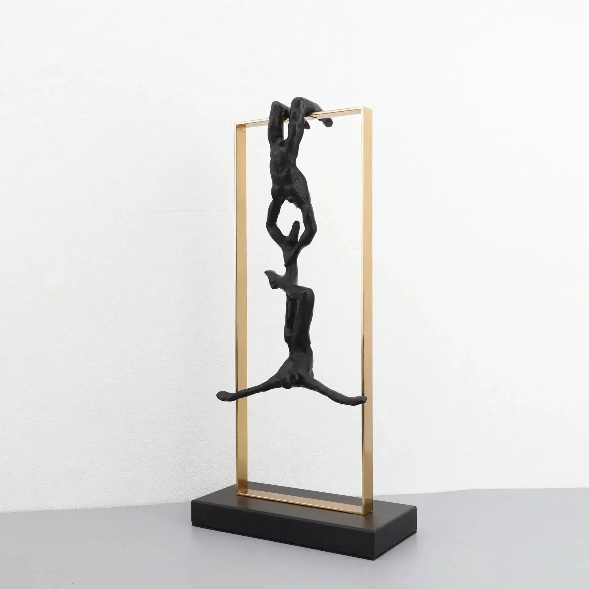 Abstract Climbing Figure Sculpture Set Gold Metal Frame for Your Home by House Of Avana