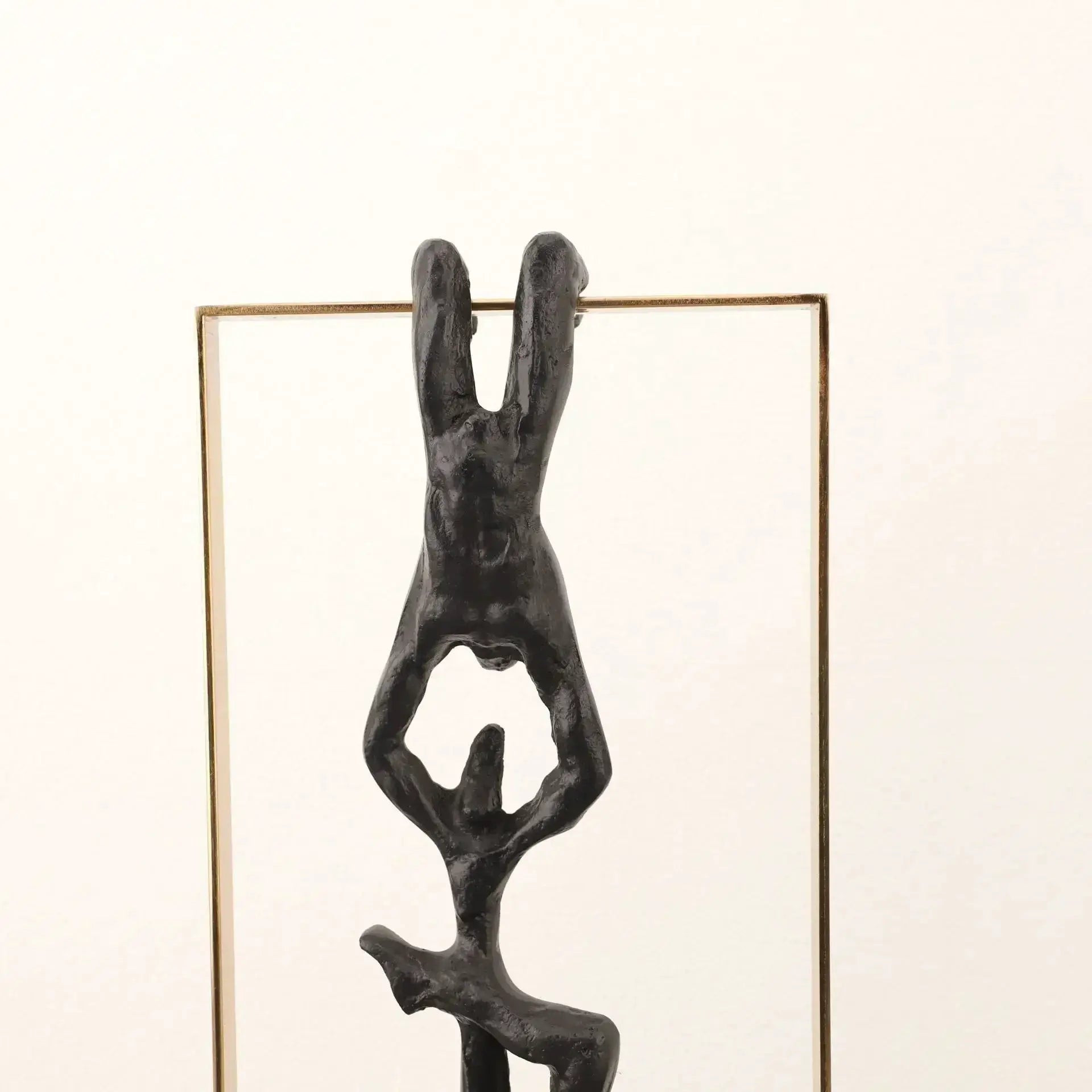 Abstract Climbing Figure Sculpture Set Gold Metal Frame for Your Home by House Of Avana