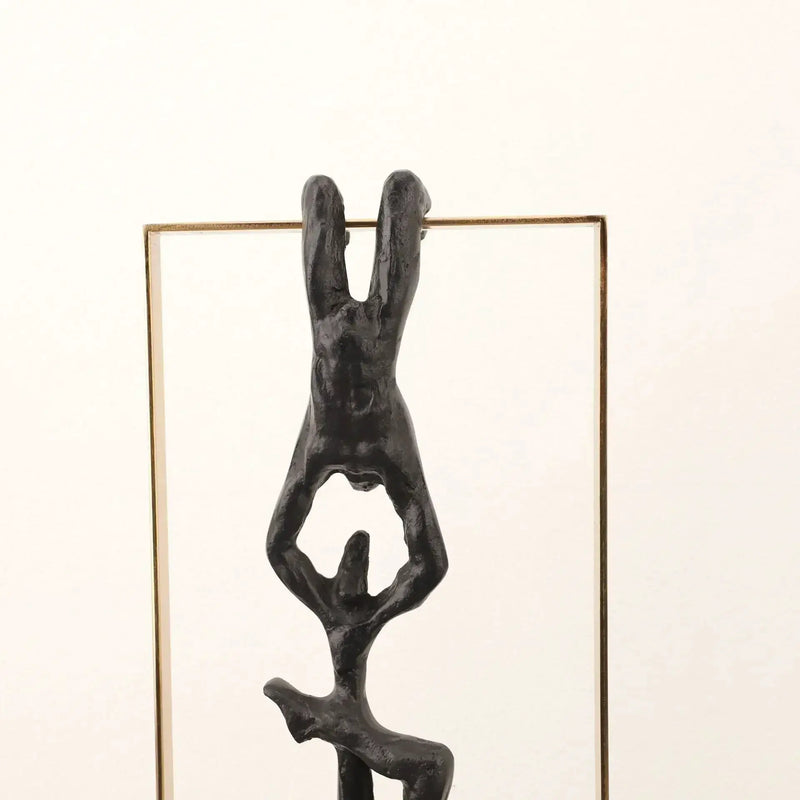 Abstract Climbing Figure Sculpture Set Gold Metal Frame for Your Home by House Of Avana
