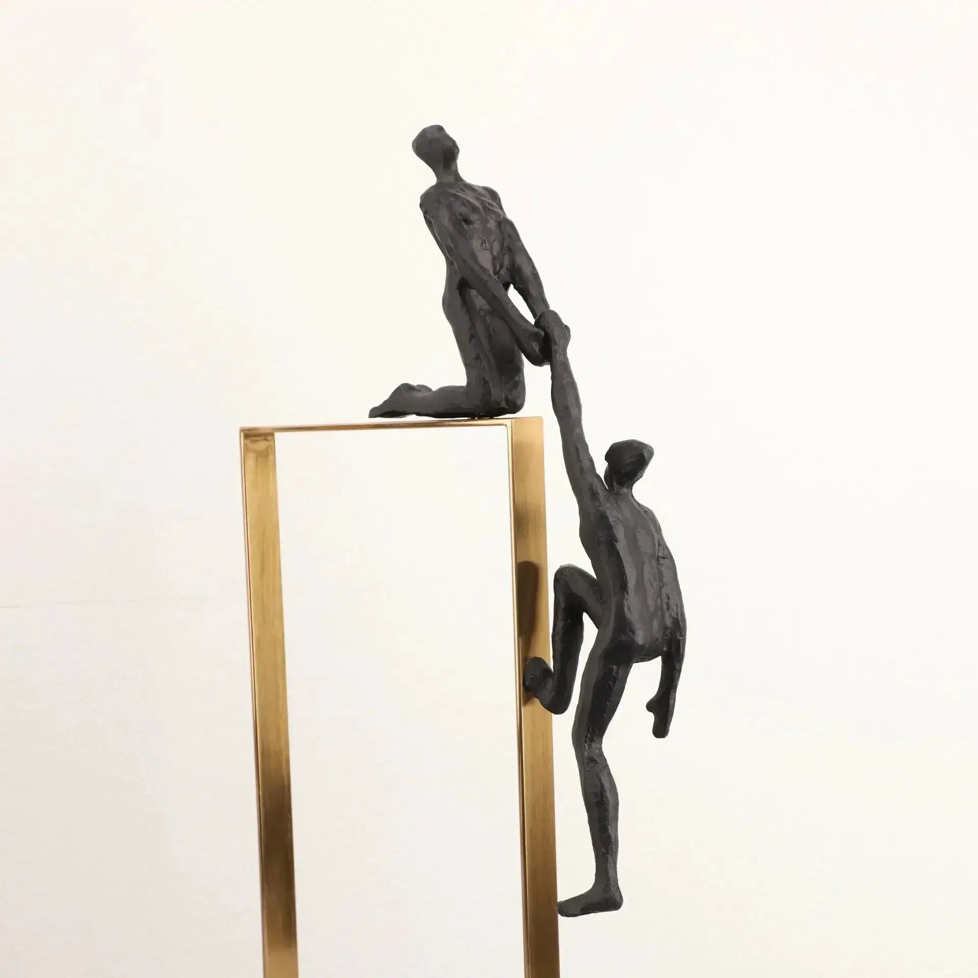 Abstract Climbing Figure Sculpture Set Gold Metal Frame for Your Home by House Of Avana