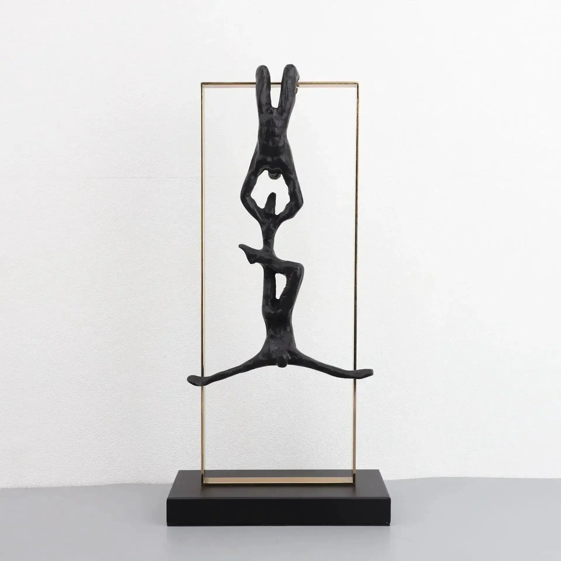 Abstract Climbing Figure Sculpture Set Gold Metal Frame for Your Home by House Of Avana