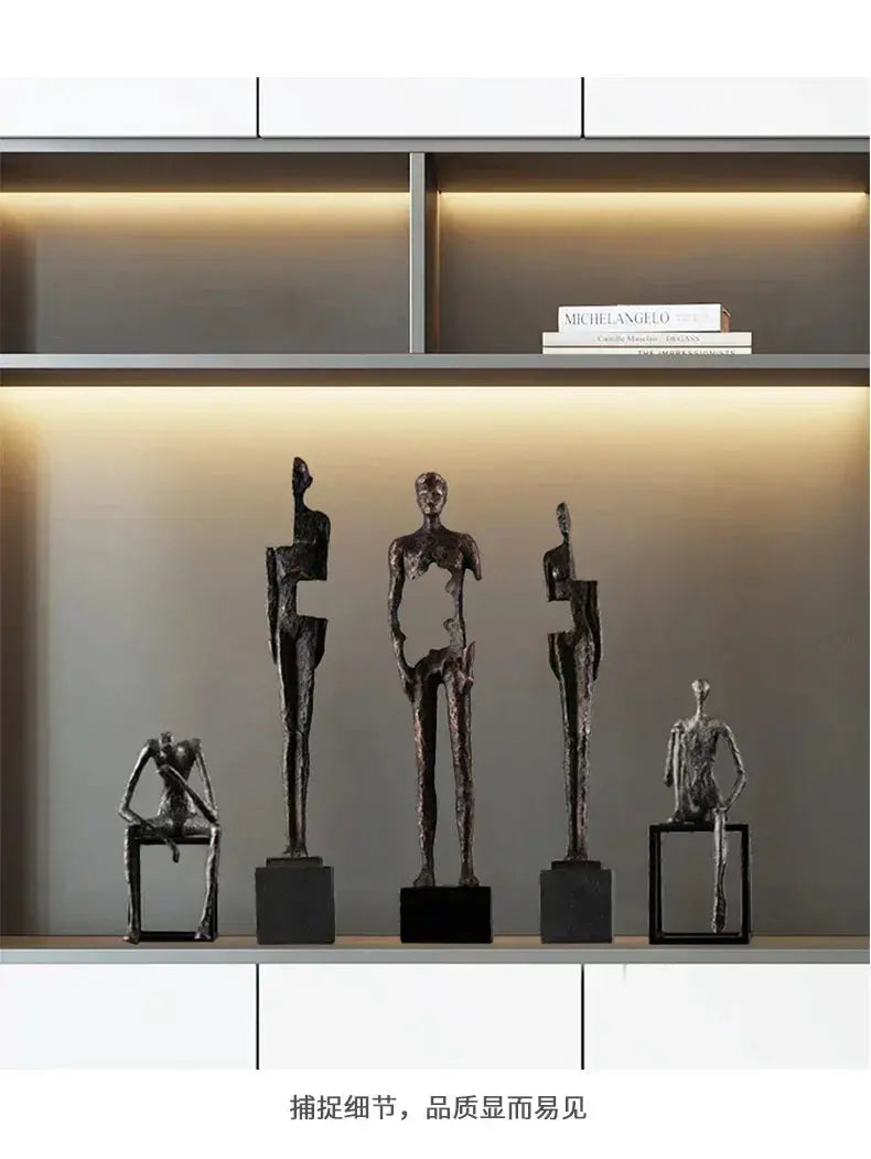 Abstract Figure Sculpture Set Antique Bronze for Your Living Room by House Of Avana