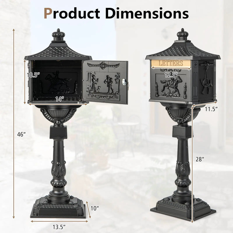 Retro Cast Aluminum Mailbox Security Postal Letter Box with Baffle Door by DirectDeals