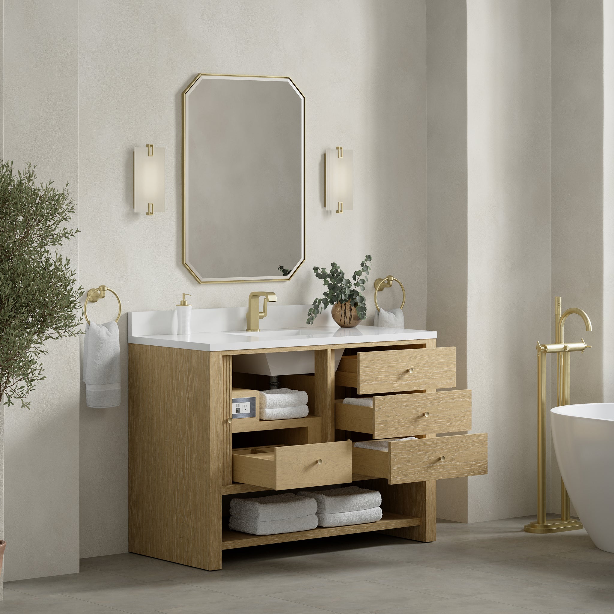 James Martin Marigot 48" Single Bathroom Vanity, Sunwashed Oak, view 39