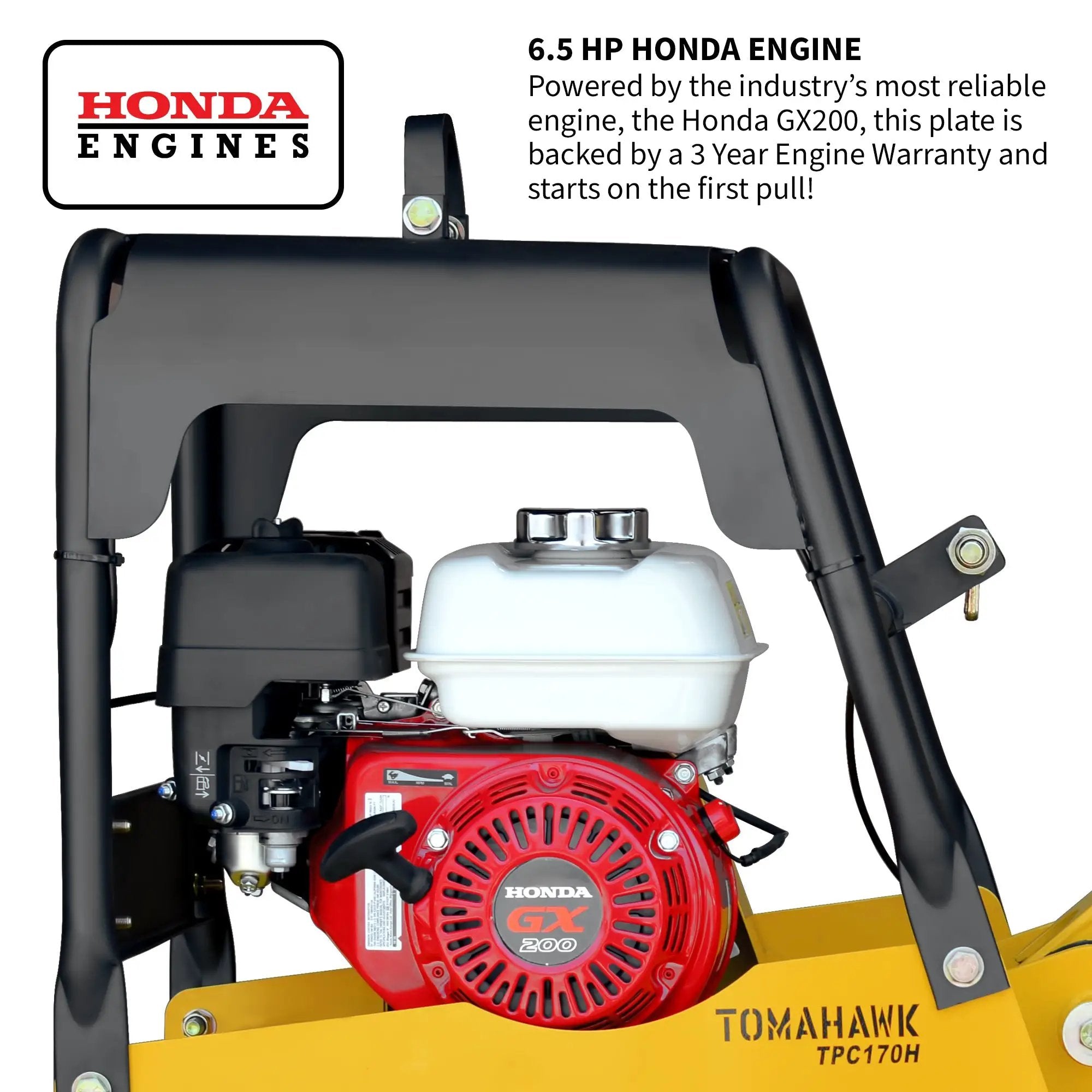 6.5 HP Honda Reverse Hydraulic Plate Compactor for Asphalt, Aggregate, Cohesive Soil Compaction by Tomahawk Power