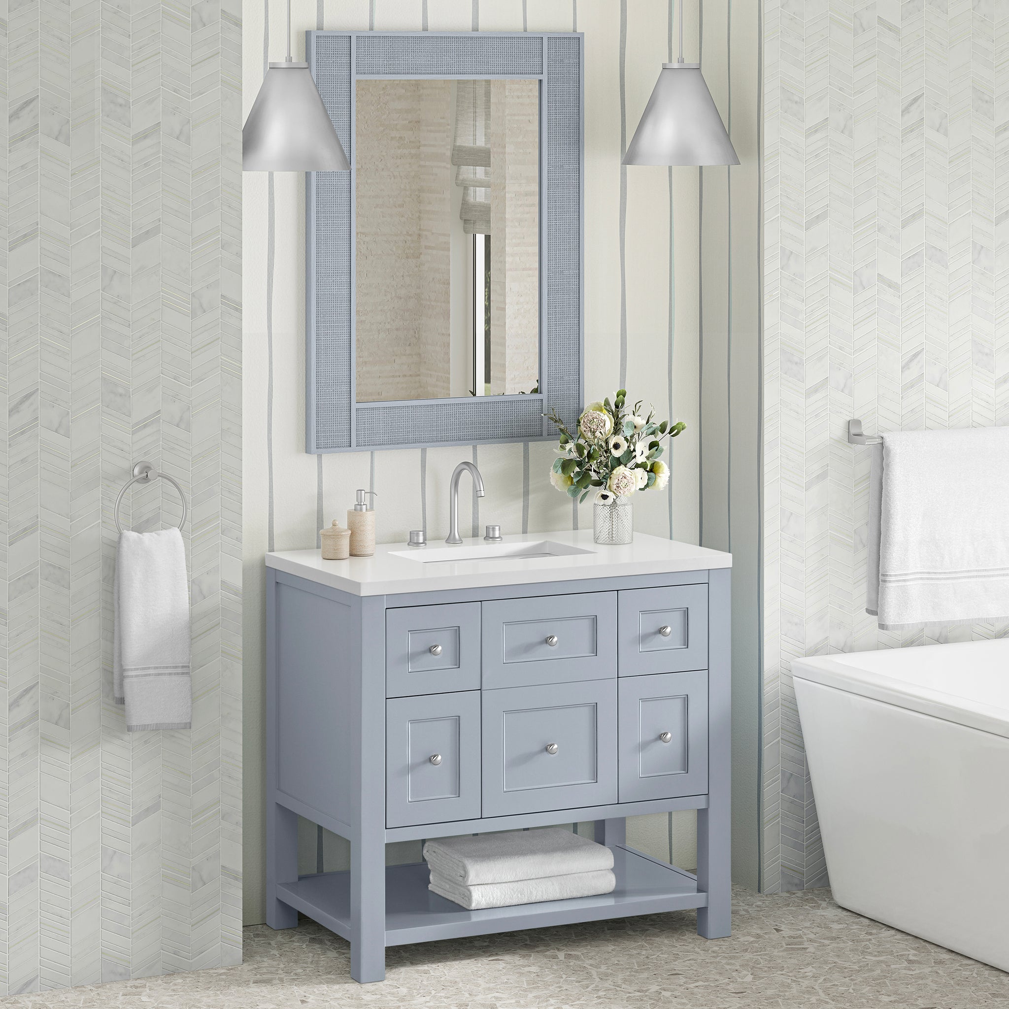 James Martin Solene 28" Mirror, Serenity Blue, view 3