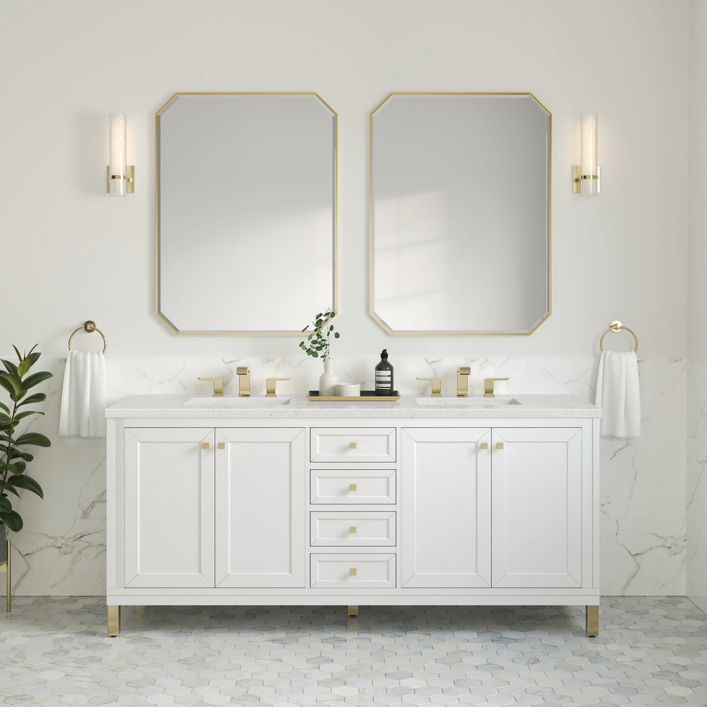 James Martin Chicago 72" Double Bathroom Vanity, Glossy White, view 30
