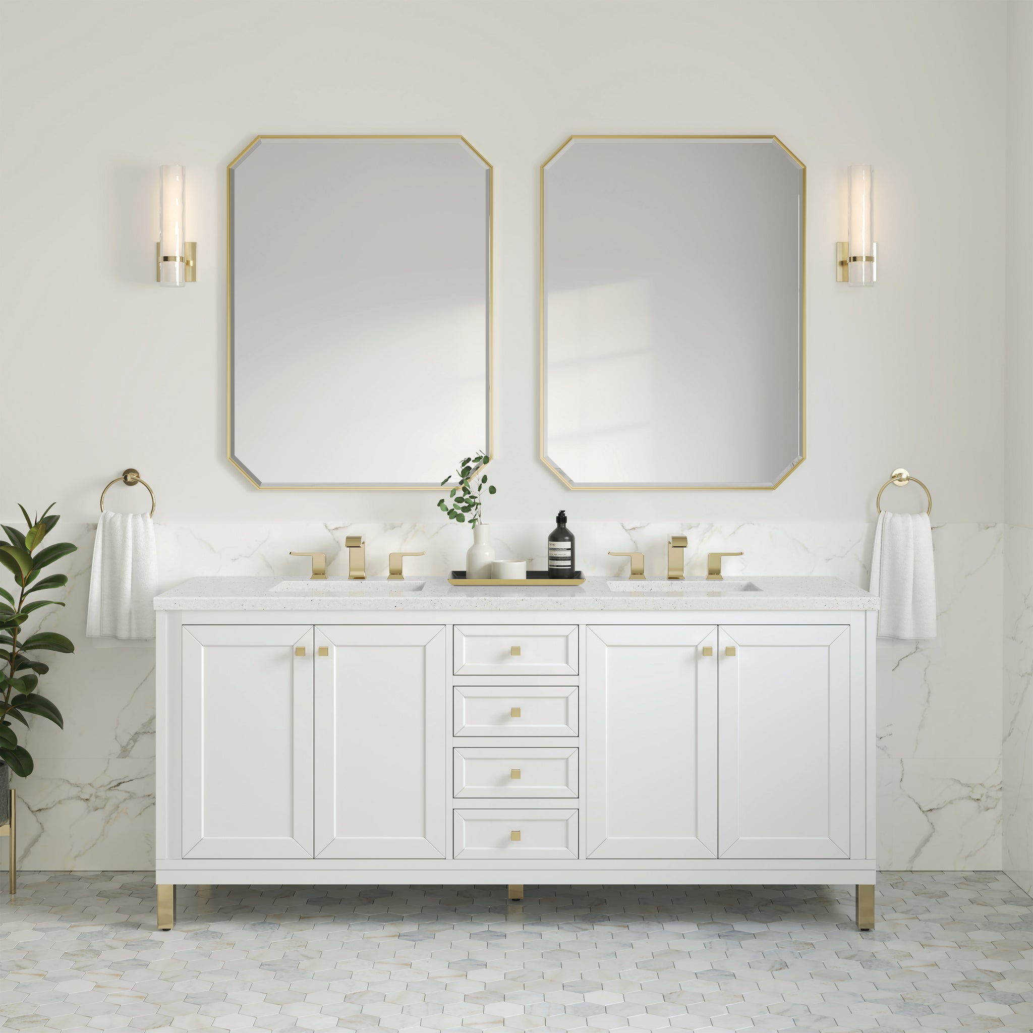 James Martin Chicago 72" Double Bathroom Vanity, Glossy White, view 30