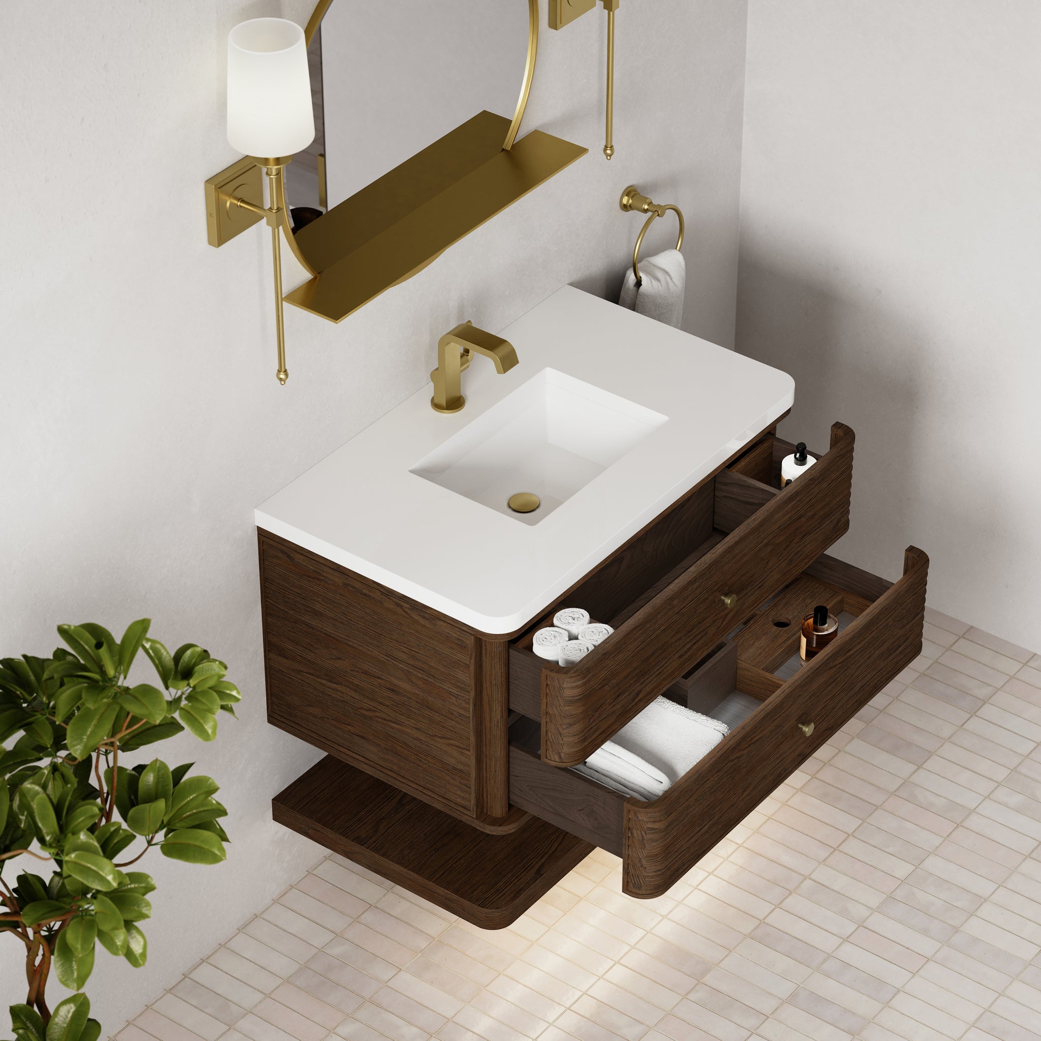 James Martin Allamari 36" Floating Single Bathroom Vanity, Sable, view 25