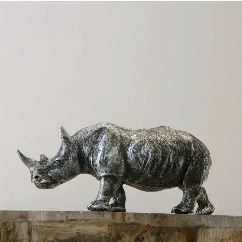 Rhino Figurine - Decorative Silvery 5-Inch by House Of Avana