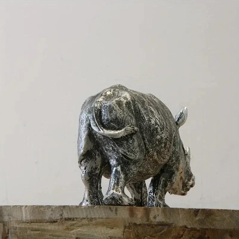 Rhino Figurine - Decorative Silvery 5-Inch by House Of Avana