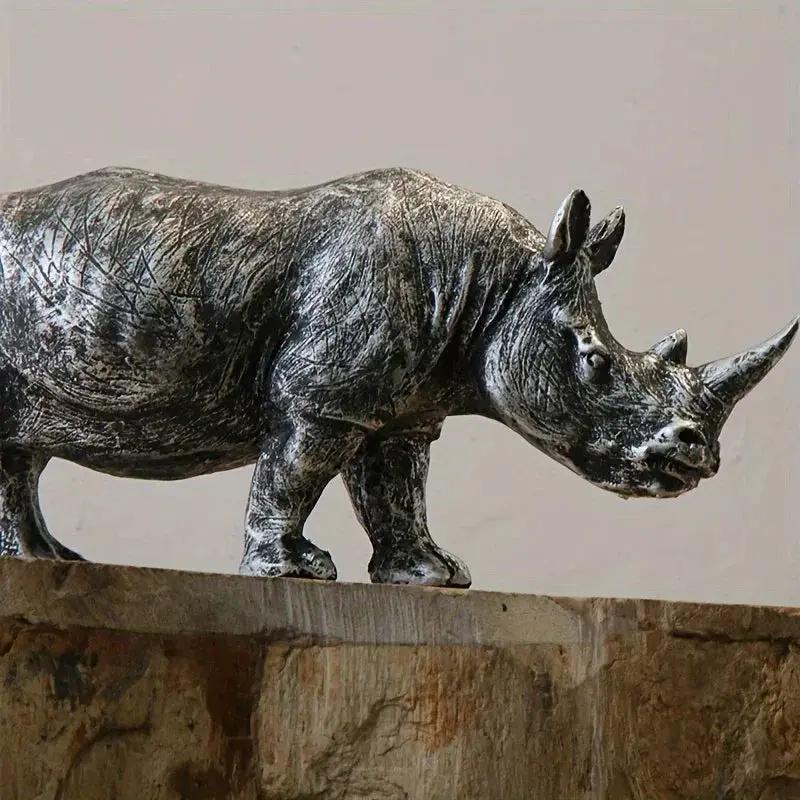 Rhino Figurine - Decorative Silvery 5-Inch by House Of Avana