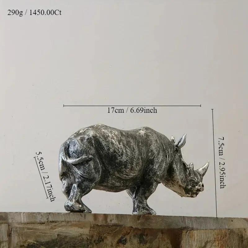 Rhino Figurine - Decorative Silvery 5-Inch by House Of Avana