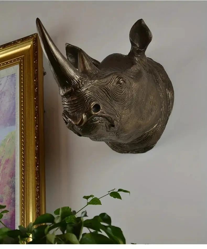 Rhino Head - Decorative Black 6-Inch by House Of Avana