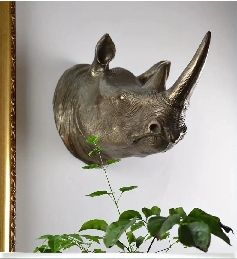 Rhino Head - Decorative Black 6-Inch by House Of Avana