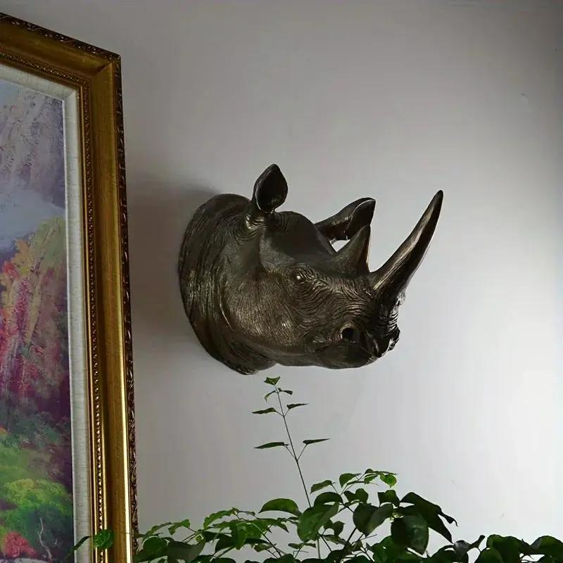 Rhino Head - Decorative Black 6-Inch by House Of Avana