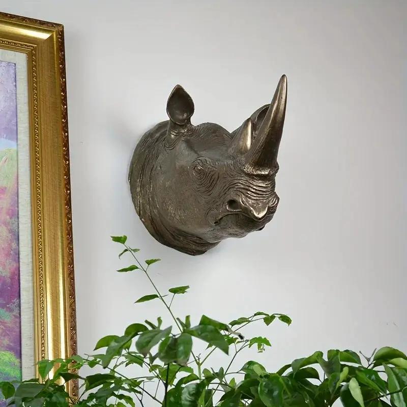 Rhino Head - Decorative Black 6-Inch by House Of Avana