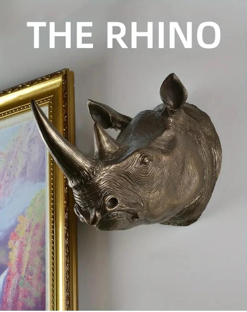 Rhino Head - Decorative Black 6-Inch by House Of Avana