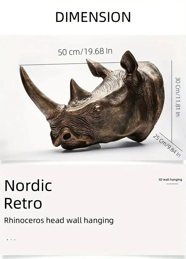 Rhino Head - Decorative Black 6-Inch by House Of Avana