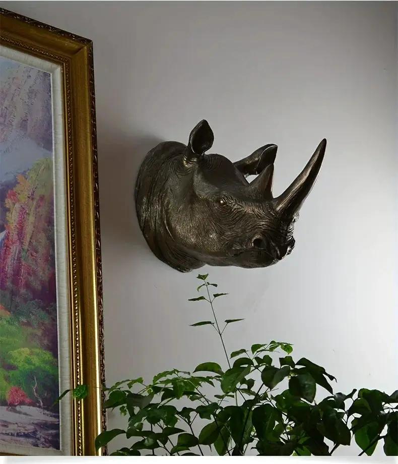 Rhino Head - Decorative Black 6-Inch by House Of Avana