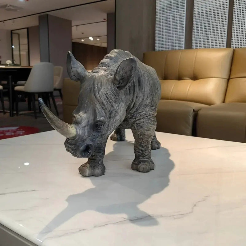 Rhinoceros Statue - Handcrafted Metal 20.5 Inches by House Of Avana
